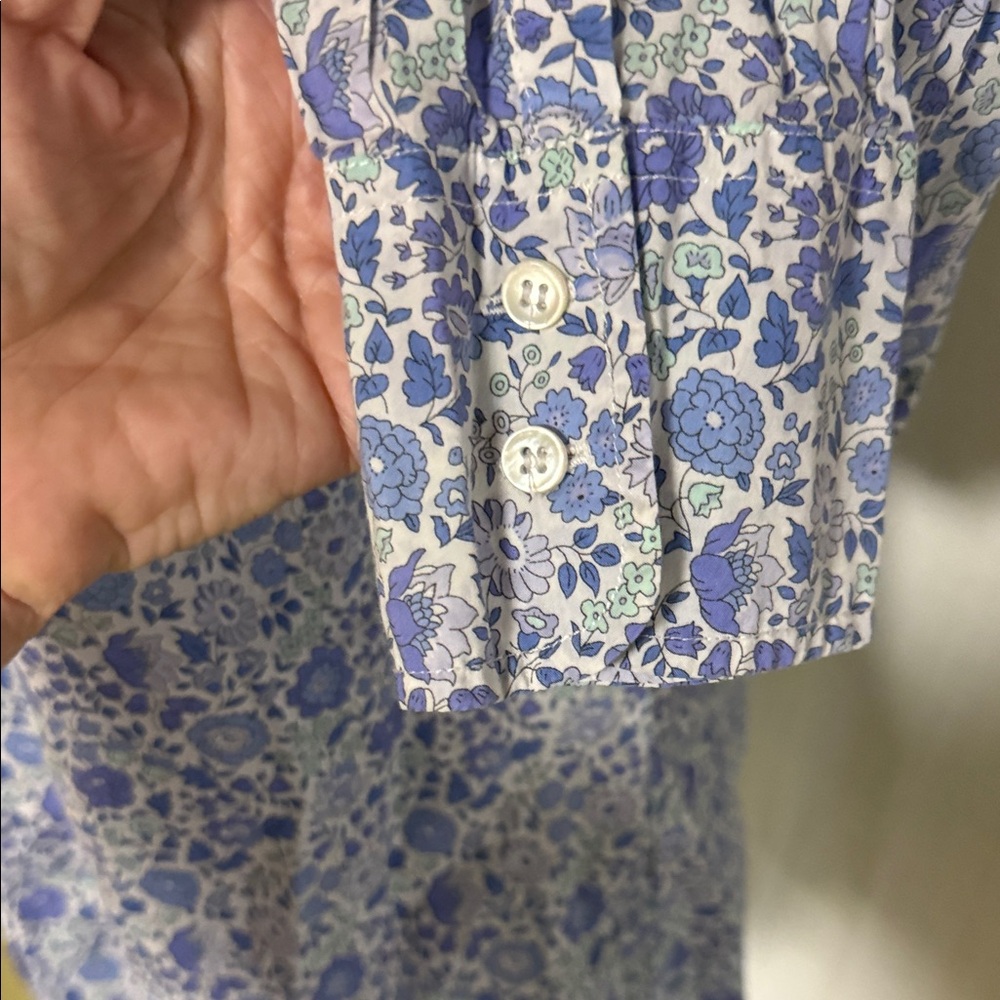 J. Crew made with  Liberty Fabric Blue Floral Women's Button Down Shirt T8 - Picture 4 of 14